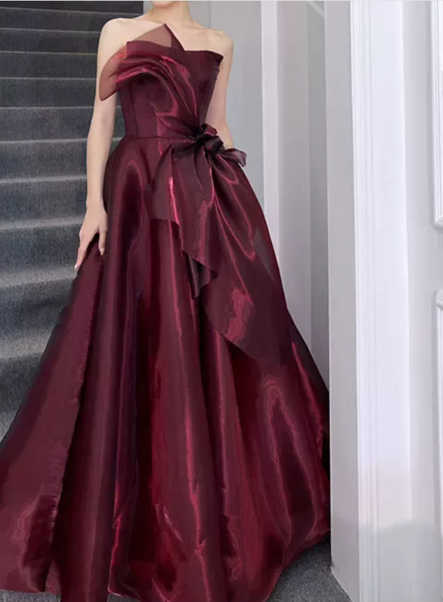 Robe de bal de princesse bustier à volants en satin long, robe de soirée C8117