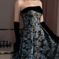 Robe de bal de princesse bustier à volants en satin long, robe de soirée C8117