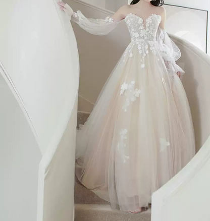 Superbe robe de mariée sirène bustier en satin et tulle, longue et en dentelle, C4563