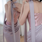 Sleek Strapless Purple Prom Dress Sequins Satin Sheath Evening Dress C8902