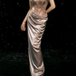 Sleek Strapless Purple Prom Dress Sequins Satin Sheath Evening Dress C8902