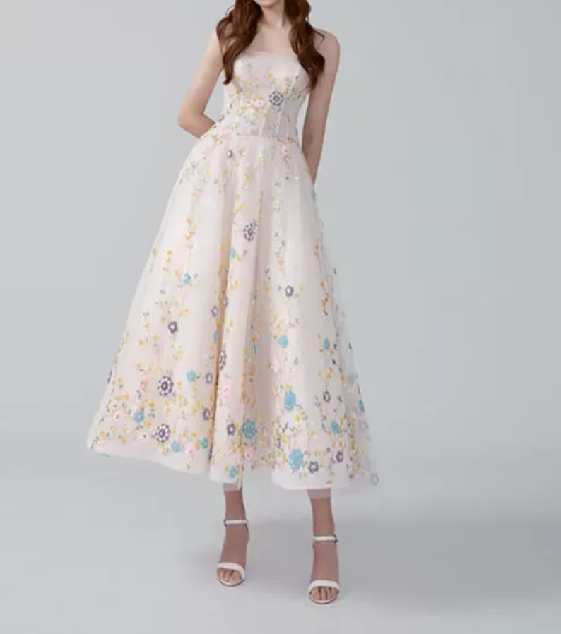 Robe de bal de princesse bustier à volants en satin long, robe de soirée C8117