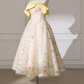 Robe de bal de princesse bustier à volants en satin long, robe de soirée C8117