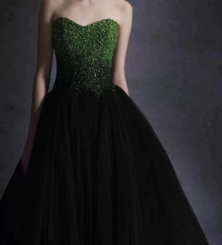 Robe de bal de princesse bustier à volants en satin long, robe de soirée C8117
