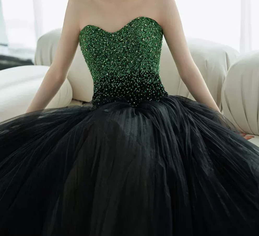 Robe de bal de princesse bustier à volants en satin long, robe de soirée C8117