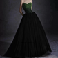Robe de bal de princesse bustier à volants en satin long, robe de soirée C8117