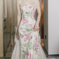 Robe de bal de princesse bustier à volants en satin long, robe de soirée C8117