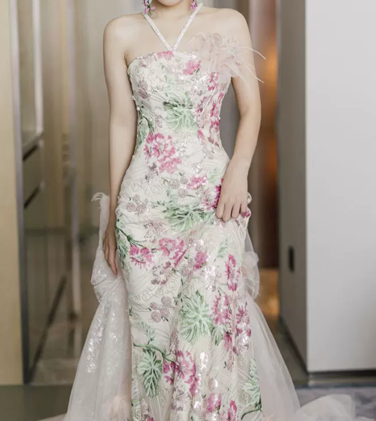 Robe de bal de princesse bustier à volants en satin long, robe de soirée C8117