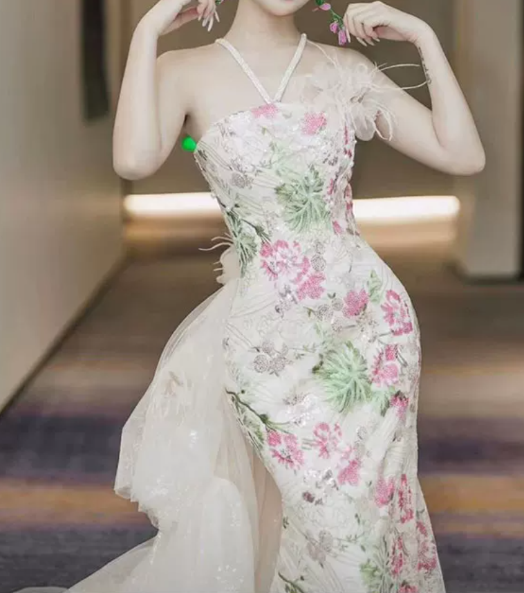 Robe de bal de princesse bustier à volants en satin long, robe de soirée C8117