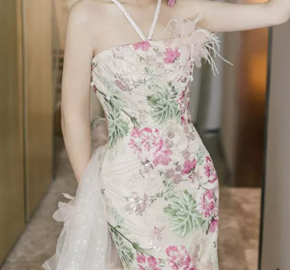 Robe de bal de princesse bustier à volants en satin long, robe de soirée C8117