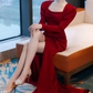 Robe de bal de princesse bustier à volants en satin long, robe de soirée C8117