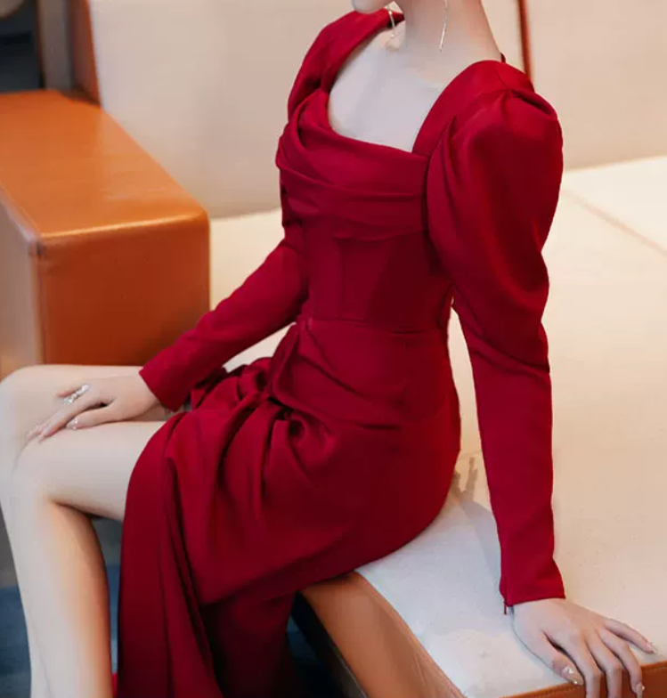 Robe de bal de princesse bustier à volants en satin long, robe de soirée C8117