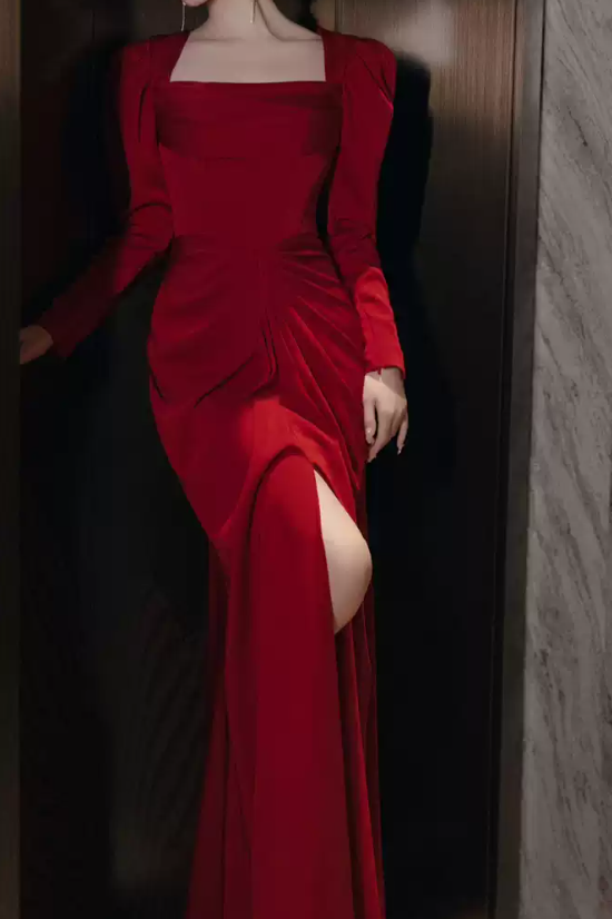 Robe de bal de princesse bustier à volants en satin long, robe de soirée C8117