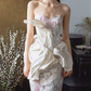 Robe de bal de princesse bustier à volants en satin long, robe de soirée C8117