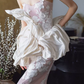 Robe de bal de princesse bustier à volants en satin long, robe de soirée C8117