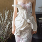 Robe de bal de princesse bustier à volants en satin long, robe de soirée C8117