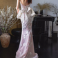 Robe de bal de princesse bustier à volants en satin long, robe de soirée C8117