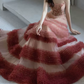 Dreamy Strapless Pink Prom Dress Floral Sequins Tiered A-Line Evening Dress C8912