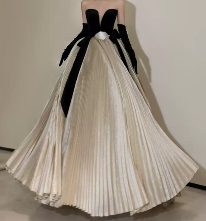 Robe de bal de princesse bustier à volants en satin long, robe de soirée C8117