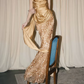Sparkling Strapless Gold Prom Dress Sequins Mermaid Evening Dress C8914