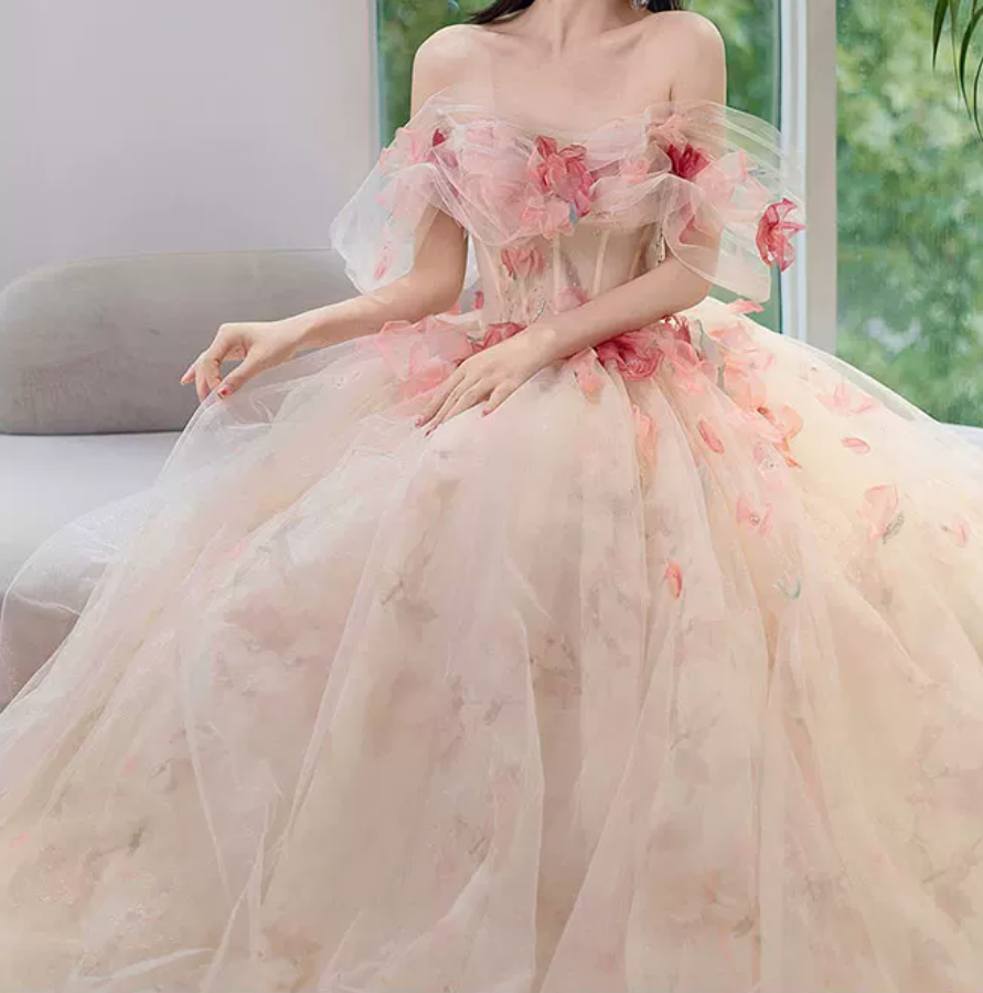 Robe de bal de princesse bustier à volants en satin long, robe de soirée C8117