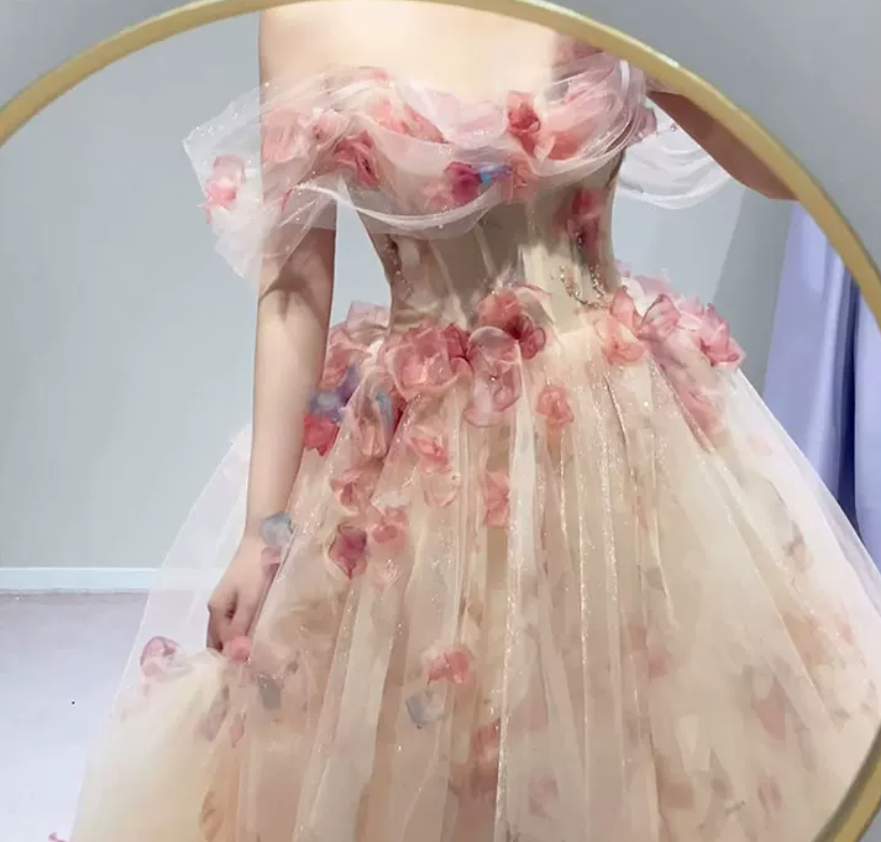 Robe de bal de princesse bustier à volants en satin long, robe de soirée C8117