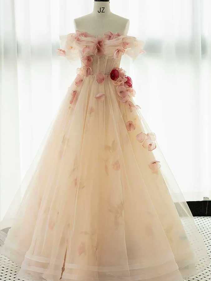 Robe de bal de princesse bustier à volants en satin long, robe de soirée C8117