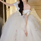 Graceful Off-Shoulder Floral Embroidered Wedding Dresses Tulle A-Line Bridal Dress C8916