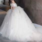 Graceful Off-Shoulder Floral Embroidered Wedding Dresses Tulle A-Line Bridal Dress C8916