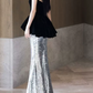 Glittering Strapless Black & Silver Prom Dress Sequins Mermaid Evening Dress C8917