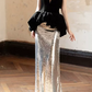 Glittering Strapless Black & Silver Prom Dress Sequins Mermaid Evening Dress C8917