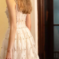 Graceful Spaghetti Straps White Prom Dress Crystals A-Line Evening Dress C8919