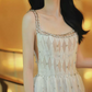 Graceful Spaghetti Straps White Prom Dress Crystals A-Line Evening Dress C8919