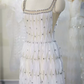 Graceful Spaghetti Straps White Prom Dress Crystals A-Line Evening Dress C8919