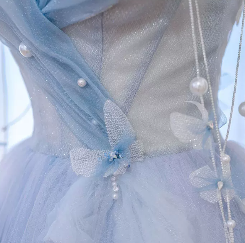 Robe de bal de princesse bustier à volants en satin long, robe de soirée C8117