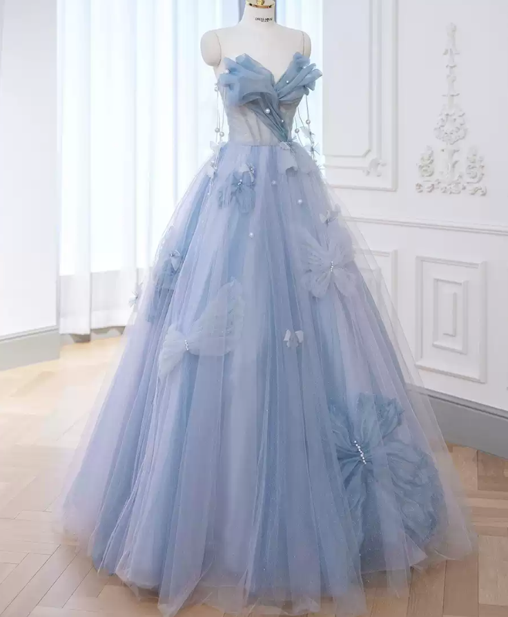 Robe de bal de princesse bustier à volants en satin long, robe de soirée C8117