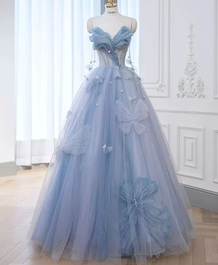 Robe de bal de princesse bustier à volants en satin long, robe de soirée C8117