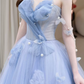 Robe de bal de princesse bustier à volants en satin long, robe de soirée C8117