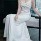 Elegant Spaghetti Straps Beading Wedding Dresses Satin Mermaid Bridal Dress C8923