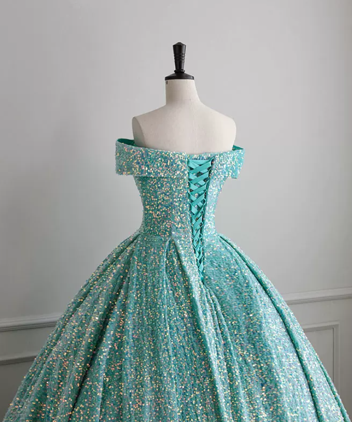 Fascinating Off-Shoulder Prom Dress Sequins A-Line Evening Dress C8924