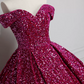 Fascinating Off-Shoulder Prom Dress Sequins A-Line Evening Dress C8924