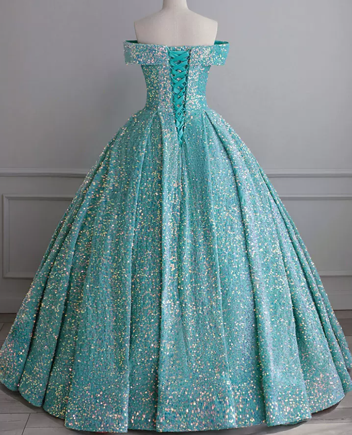 Fascinating Off-Shoulder Prom Dress Sequins A-Line Evening Dress C8924
