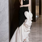 Unique Strapless Black Prom Dress Sequins Ruffles Mermaid Evening Dress C8926