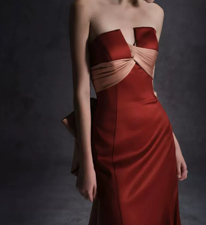 Robe de bal de princesse bustier à volants en satin long, robe de soirée C8117