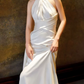 Charming Halter Neck Satin Wedding Dresses Backless Mermaid Bridal Dress C8928
