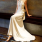 Charming Halter Neck Satin Wedding Dresses Backless Mermaid Bridal Dress C8928
