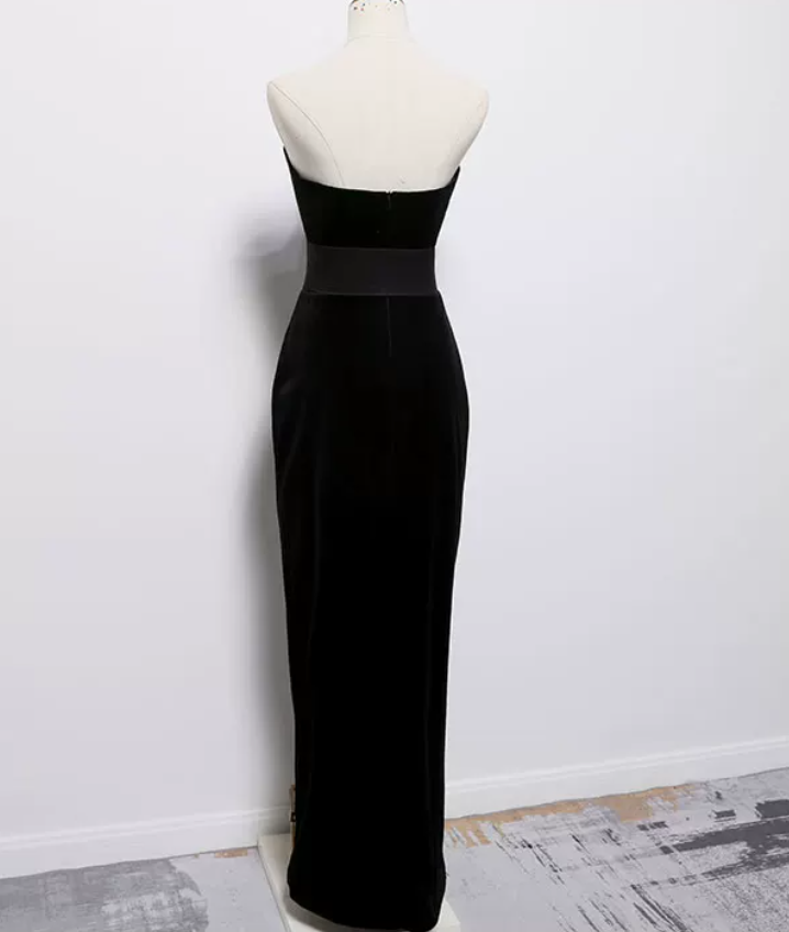 Robe de bal de princesse bustier à volants en satin long, robe de soirée C8117
