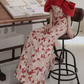Romantic Off-Shoulder Red Prom Dress Floral Silt Mermaid Evening Dress C8933