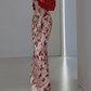 Romantic Off-Shoulder Red Prom Dress Floral Silt Mermaid Evening Dress C8933