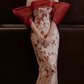 Romantic Off-Shoulder Red Prom Dress Floral Silt Mermaid Evening Dress C8933